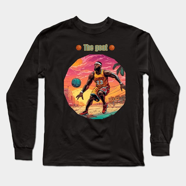 Lebron James goat Victor illustration artwork Long Sleeve T-Shirt by Nasromaystro